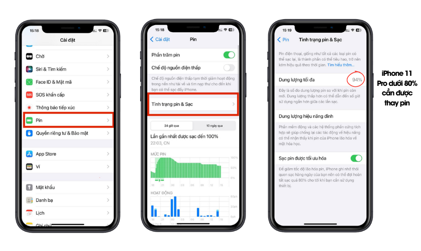 Thay pin Daison chính hãng cho Iphone 11 pro tại thị xã Hoàng Mai - Nghệ An