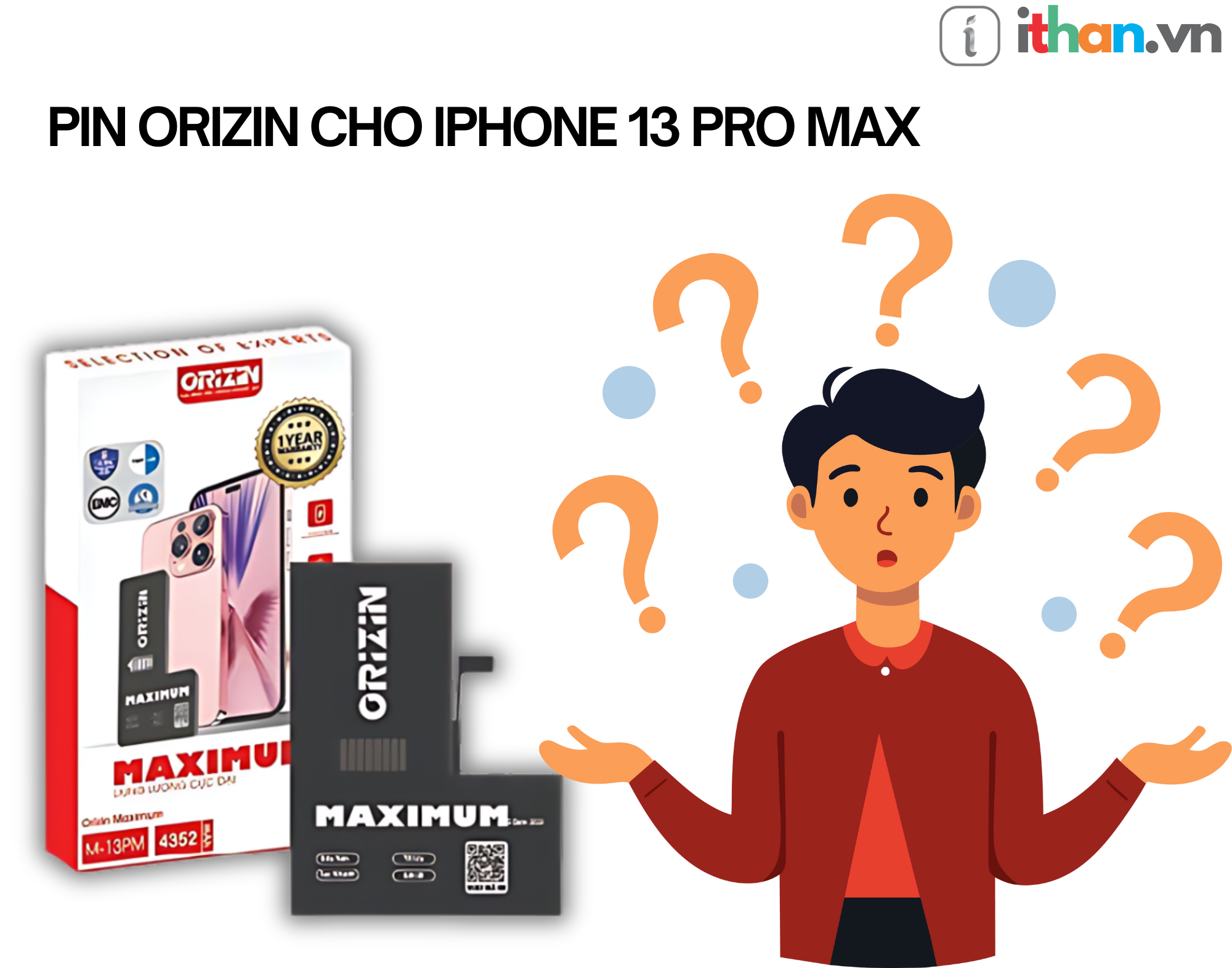 Thay pin dung lượng cực đại Orizin cho iPhone 13 Pro Max tại iThan.vn - Quỳnh Dị, Hoàng Mai, Nghệ An