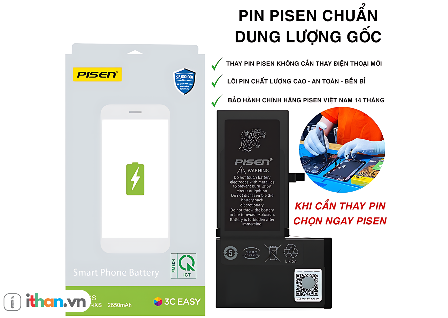 Thay pin Pisen chính hãng cho iphone 12 Tại iThan.vn - Quỳnh Dị, Hoàng Mai, Nghệ An
