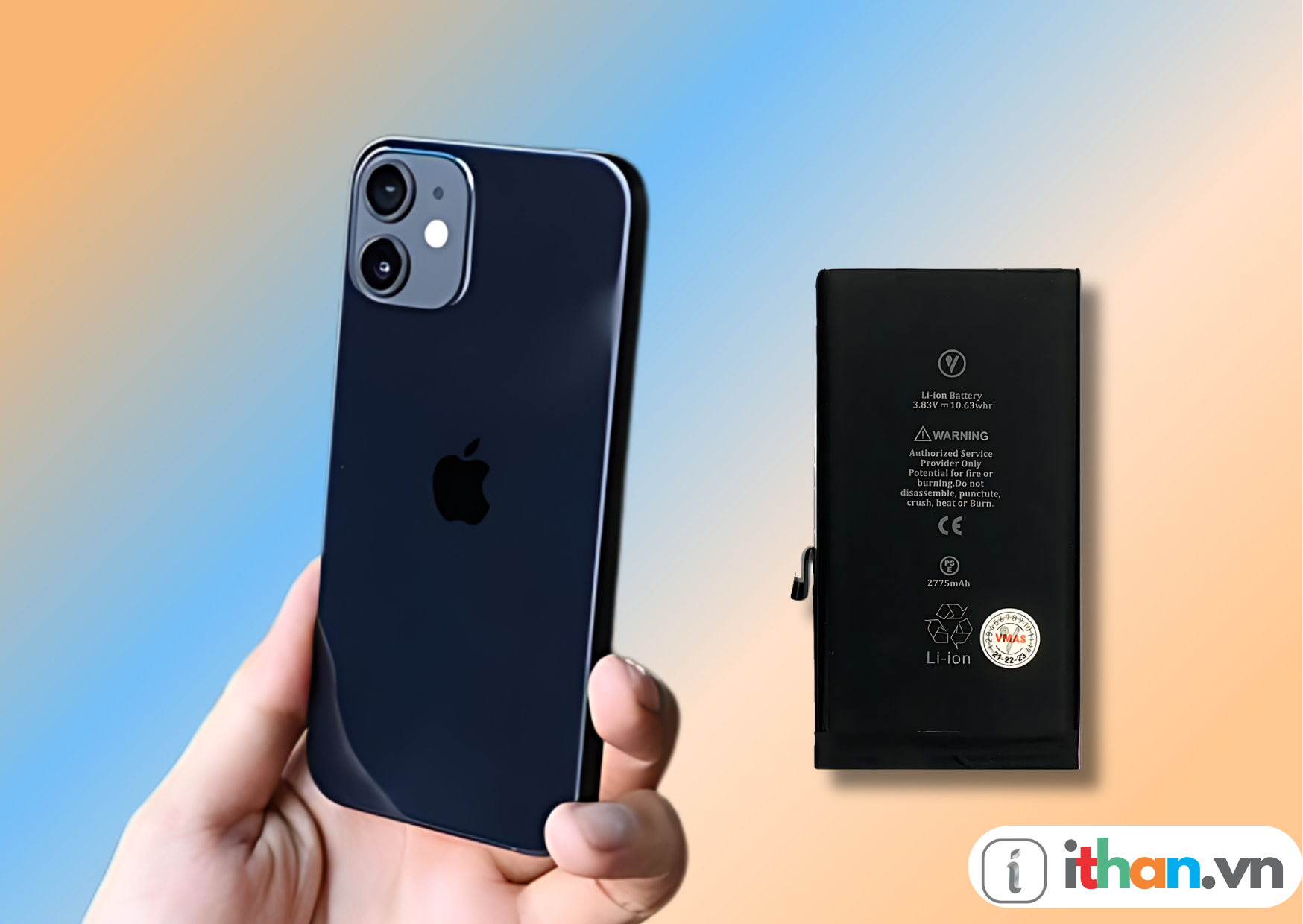 Thay pin Vmas chính hãng cho iPhone 12 mini tại iThan.vn - Quỳnh Dị, Hoàng Mai, Nghệ An.